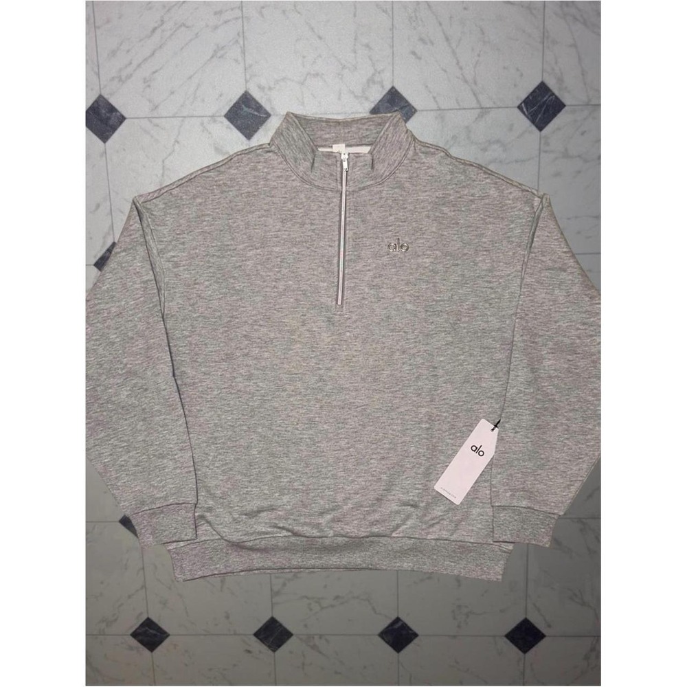 Alo Accolade Quarter Zip Heather Grey Fleece Pullover Women's NWT Size XL